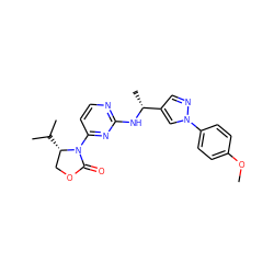 COc1ccc(-n2cc([C@@H](C)Nc3nccc(N4C(=O)OC[C@@H]4C(C)C)n3)cn2)cc1 ZINC000142033556