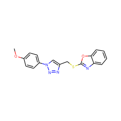 COc1ccc(-n2cc(CSc3nc4ccccc4o3)nn2)cc1 ZINC000169340309