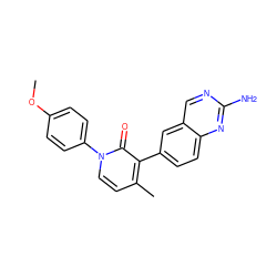 COc1ccc(-n2ccc(C)c(-c3ccc4nc(N)ncc4c3)c2=O)cc1 ZINC000040828941