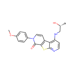 COc1ccc(-n2ccc3c(sc4nccc(NC[C@@H](C)O)c43)c2=O)cc1 ZINC000073258856