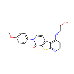 COc1ccc(-n2ccc3c(sc4nccc(NCCO)c43)c2=O)cc1 ZINC000073274007