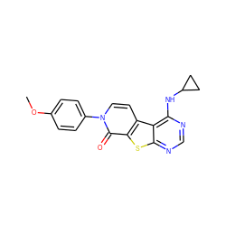 COc1ccc(-n2ccc3c(sc4ncnc(NC5CC5)c43)c2=O)cc1 ZINC000035285149