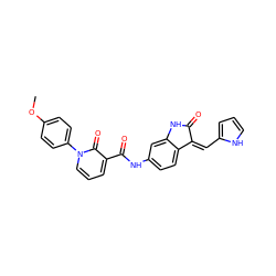 COc1ccc(-n2cccc(C(=O)Nc3ccc4c(c3)NC(=O)/C4=C\c3ccc[nH]3)c2=O)cc1 ZINC000221484131