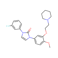 COc1ccc(-n2ccn(-c3cccc(F)c3)c2=O)cc1OCCN1CCCCC1 ZINC000028528696