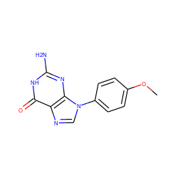 COc1ccc(-n2cnc3c(=O)[nH]c(N)nc32)cc1 ZINC000001745851