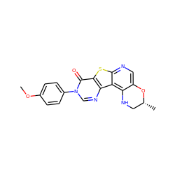 COc1ccc(-n2cnc3c(sc4ncc5c(c43)NC[C@@H](C)O5)c2=O)cc1 ZINC000028827159