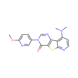 COc1ccc(-n2cnc3c(sc4nccc(N(C)C)c43)c2=O)cn1 ZINC000013676097