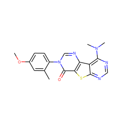 COc1ccc(-n2cnc3c(sc4ncnc(N(C)C)c43)c2=O)c(C)c1 ZINC000095562883