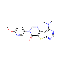 COc1ccc(-n2cnc3c(sc4ncnc(N(C)C)c43)c2=O)cn1 ZINC000095562208