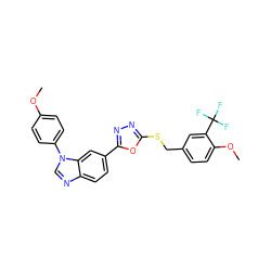 COc1ccc(-n2cnc3ccc(-c4nnc(SCc5ccc(OC)c(C(F)(F)F)c5)o4)cc32)cc1 ZINC000040892443