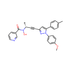 COc1ccc(-n2nc(C#C[C@@H](C)N(O)C(=O)c3cccnc3)cc2-c2ccc(C)cc2)cc1 ZINC000028101554