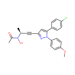 COc1ccc(-n2nc(C#C[C@H](C)N(O)C(C)=O)cc2-c2ccc(Cl)cc2)cc1 ZINC000001490471