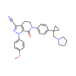 COc1ccc(-n2nc(C#N)c3c2C(=O)N(c2ccc(C4(CN5CCCC5)CC4)cc2)CC3)cc1 ZINC000040980804