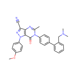 COc1ccc(-n2nc(C#N)c3nc(C)n(-c4ccc(-c5ccccc5CN(C)C)cc4)c(=O)c32)cc1 ZINC000014950541