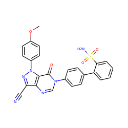 COc1ccc(-n2nc(C#N)c3ncn(-c4ccc(-c5ccccc5S(N)(=O)=O)cc4)c(=O)c32)cc1 ZINC000014950497