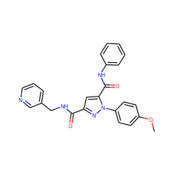 COc1ccc(-n2nc(C(=O)NCc3cccnc3)cc2C(=O)Nc2ccccc2)cc1 ZINC000013491665