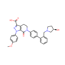 COc1ccc(-n2nc(C(=O)O)c3c2C(=O)N(c2ccc(-c4ccccc4CN4CC[C@@H](O)C4)cc2)CC3)cc1 ZINC000014969387