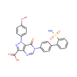 COc1ccc(-n2nc(C(=O)O)c3ncn(-c4ccc(-c5ccccc5S(N)(=O)=O)cc4)c(=O)c32)cc1 ZINC000014950500