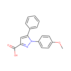 COc1ccc(-n2nc(C(=O)O)cc2-c2ccccc2)cc1 ZINC000000198429