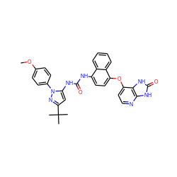 COc1ccc(-n2nc(C(C)(C)C)cc2NC(=O)Nc2ccc(Oc3ccnc4[nH]c(=O)[nH]c34)c3ccccc23)cc1 ZINC000199087220