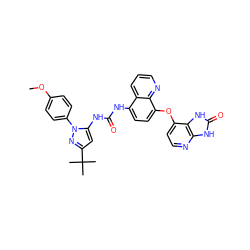 COc1ccc(-n2nc(C(C)(C)C)cc2NC(=O)Nc2ccc(Oc3ccnc4[nH]c(=O)[nH]c34)c3ncccc23)cc1 ZINC000199087257