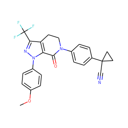 COc1ccc(-n2nc(C(F)(F)F)c3c2C(=O)N(c2ccc(C4(C#N)CC4)cc2)CC3)cc1 ZINC000038658186