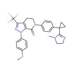 COc1ccc(-n2nc(C(F)(F)F)c3c2C(=O)N(c2ccc(C4(C5=NCCN5C)CC4)cc2)CC3)cc1 ZINC000040379560