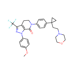 COc1ccc(-n2nc(C(F)(F)F)c3c2C(=O)N(c2ccc(C4(CCN5CCOCC5)CC4)cc2)CC3)cc1 ZINC000044405511