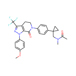 COc1ccc(-n2nc(C(F)(F)F)c3c2C(=O)N(c2ccc(C4(CN(C)C(C)=O)CC4)cc2)CC3)cc1 ZINC000038662545