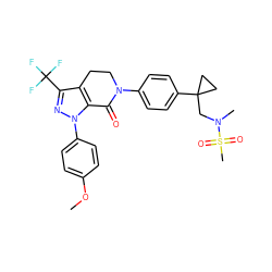 COc1ccc(-n2nc(C(F)(F)F)c3c2C(=O)N(c2ccc(C4(CN(C)S(C)(=O)=O)CC4)cc2)CC3)cc1 ZINC000044417643