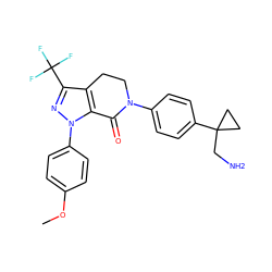 COc1ccc(-n2nc(C(F)(F)F)c3c2C(=O)N(c2ccc(C4(CN)CC4)cc2)CC3)cc1 ZINC000040392702