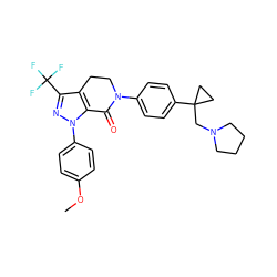 COc1ccc(-n2nc(C(F)(F)F)c3c2C(=O)N(c2ccc(C4(CN5CCCC5)CC4)cc2)CC3)cc1 ZINC000024980026