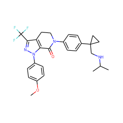 COc1ccc(-n2nc(C(F)(F)F)c3c2C(=O)N(c2ccc(C4(CNC(C)C)CC4)cc2)CC3)cc1 ZINC000040865714