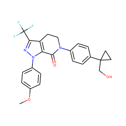 COc1ccc(-n2nc(C(F)(F)F)c3c2C(=O)N(c2ccc(C4(CO)CC4)cc2)CC3)cc1 ZINC000040380006