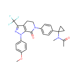 COc1ccc(-n2nc(C(F)(F)F)c3c2C(=O)N(c2ccc(C4(N(C)C(C)=O)CC4)cc2)CC3)cc1 ZINC000040393335