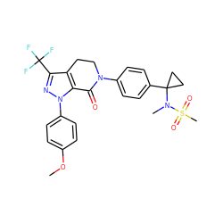 COc1ccc(-n2nc(C(F)(F)F)c3c2C(=O)N(c2ccc(C4(N(C)S(C)(=O)=O)CC4)cc2)CC3)cc1 ZINC000044387345