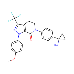 COc1ccc(-n2nc(C(F)(F)F)c3c2C(=O)N(c2ccc(C4(N)CC4)cc2)CC3)cc1 ZINC000040865519