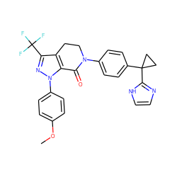 COc1ccc(-n2nc(C(F)(F)F)c3c2C(=O)N(c2ccc(C4(c5ncc[nH]5)CC4)cc2)CC3)cc1 ZINC000038577915