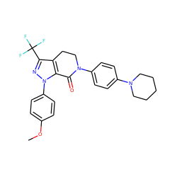 COc1ccc(-n2nc(C(F)(F)F)c3c2C(=O)N(c2ccc(N4CCCCC4)cc2)CC3)cc1 ZINC000014969507