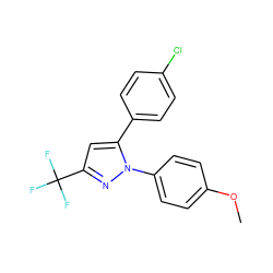 COc1ccc(-n2nc(C(F)(F)F)cc2-c2ccc(Cl)cc2)cc1 ZINC000002391787