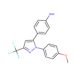 COc1ccc(-n2nc(C(F)(F)F)cc2-c2ccc(N)cc2)cc1 ZINC000029409812