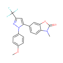 COc1ccc(-n2nc(C(F)(F)F)cc2-c2ccc3c(c2)oc(=O)n3C)cc1 ZINC000058581450