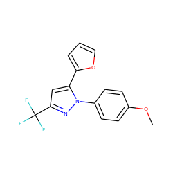 COc1ccc(-n2nc(C(F)(F)F)cc2-c2ccco2)cc1 ZINC000117745706