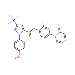 COc1ccc(-n2nc(C(F)(F)F)cc2C(=O)Cc2ccc(-n3ccccc3=O)cc2F)cc1 ZINC000029037713