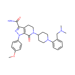 COc1ccc(-n2nc(C(N)=O)c3c2C(=O)N(C2CCN(c4ccccc4CN(C)C)CC2)CC3)cc1 ZINC000014969573