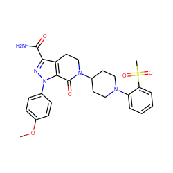 COc1ccc(-n2nc(C(N)=O)c3c2C(=O)N(C2CCN(c4ccccc4S(C)(=O)=O)CC2)CC3)cc1 ZINC000011686192