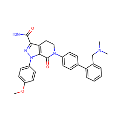 COc1ccc(-n2nc(C(N)=O)c3c2C(=O)N(c2ccc(-c4ccccc4CN(C)C)cc2)CC3)cc1 ZINC000014969467