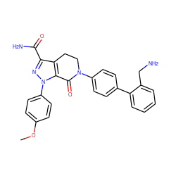 COc1ccc(-n2nc(C(N)=O)c3c2C(=O)N(c2ccc(-c4ccccc4CN)cc2)CC3)cc1 ZINC000014969459