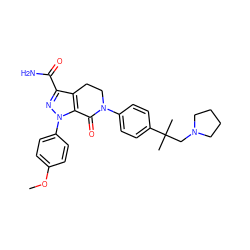 COc1ccc(-n2nc(C(N)=O)c3c2C(=O)N(c2ccc(C(C)(C)CN4CCCC4)cc2)CC3)cc1 ZINC000146761567