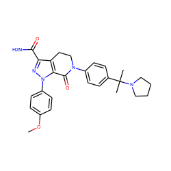 COc1ccc(-n2nc(C(N)=O)c3c2C(=O)N(c2ccc(C(C)(C)N4CCCC4)cc2)CC3)cc1 ZINC000146540600